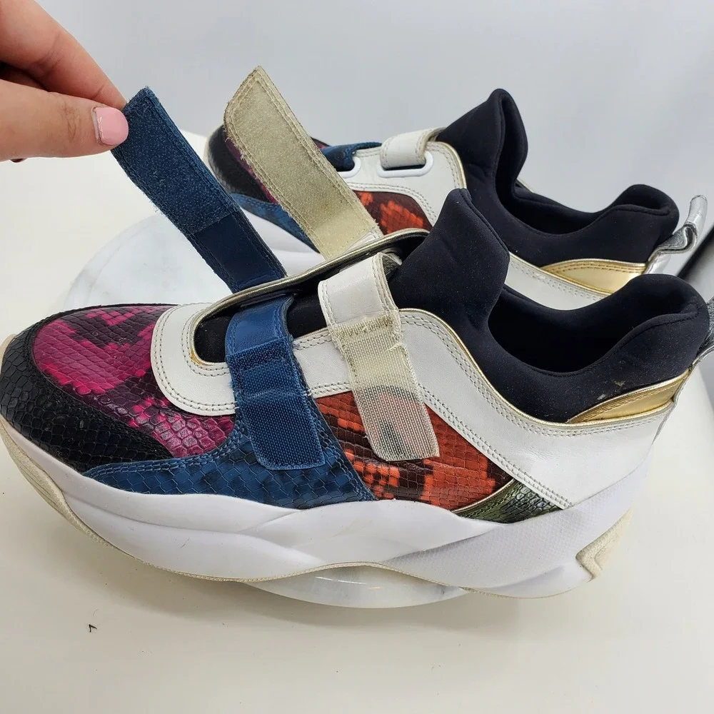 Michael Kors Keeley Multi Color Snakeskin Leather Chunky Sneakers Women 8M Shoes